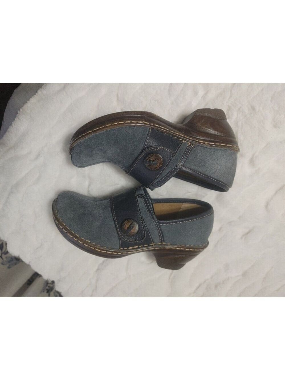 Softspots Womens Blue Suede Leather Slip On Shoes 8M Two Tone - Picture 4 of 10